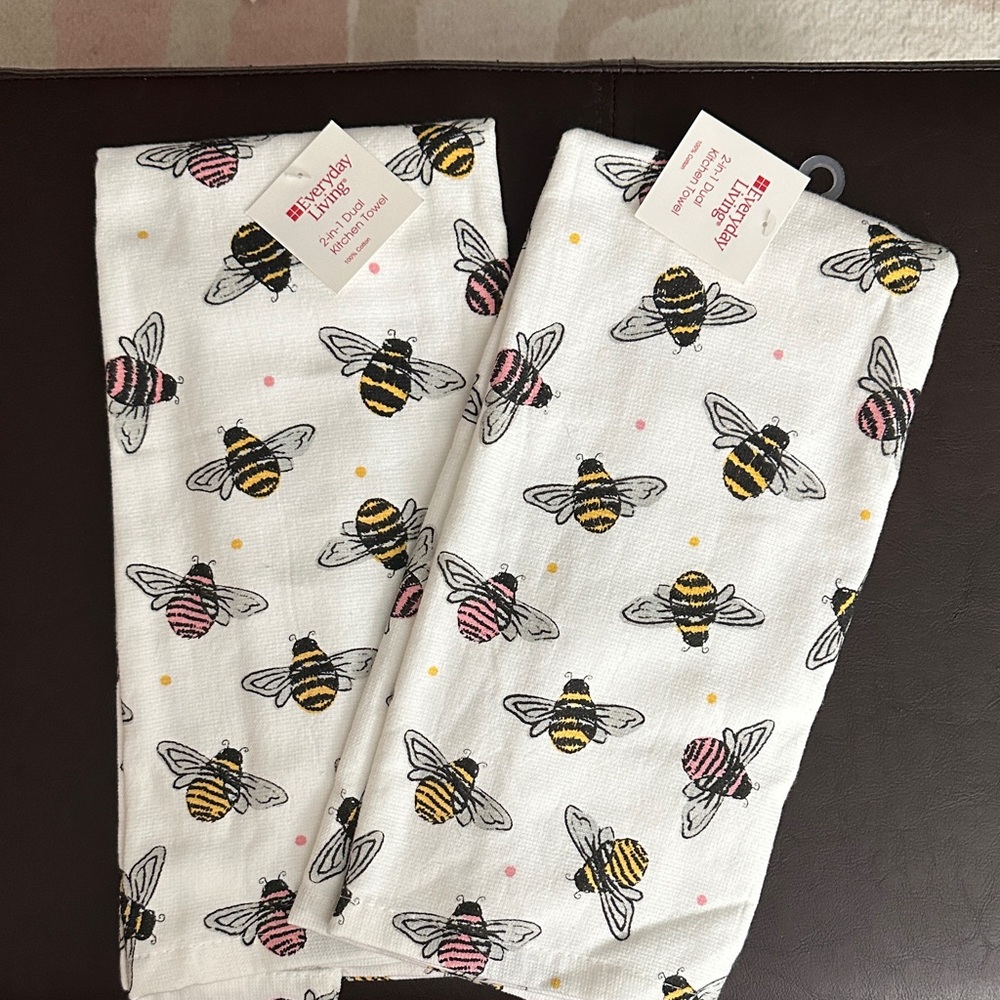 Everyday Living Bumble Bees 2-in-1 Dual Kitchen Towel, set of 2 towels